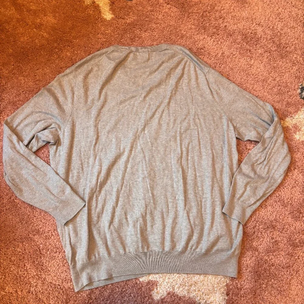 Polo Ralph Lauren Men's Pullover 100% Cotton V-Neck Sweater Grey Fit Size 3XLT